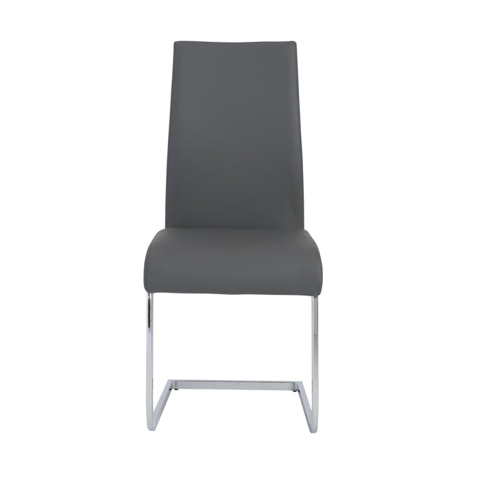 Upholstered Leather Dining Side Chairs (Set of 4) - Gray