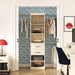 Giga Kelly 5-shelf closet organizer with 2 drawers and 3 adjustable hanging rods in ivory, designed for efficient wardrobe storage.