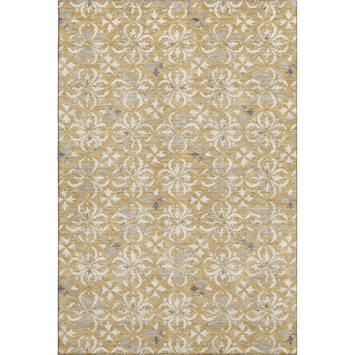 10' X 14' Floral Washable Area Rug With UV Protection (673927) - Gold / Gray