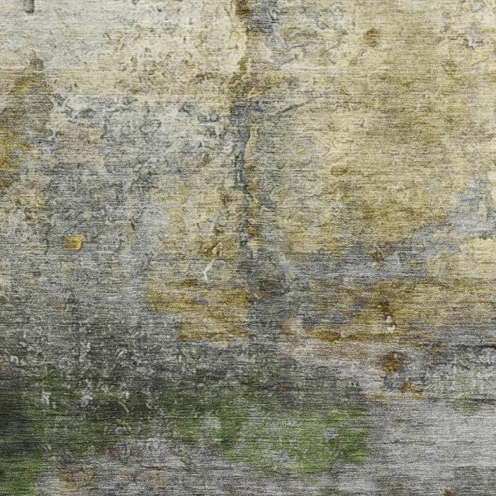 10' X 14' Abstract Washable Area Rug With UV Protection (717791) - Olive Green / Gold