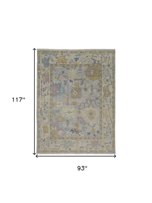 8' X 10' Wool Oriental Hand Knotted Area Rug With Fringe - Purple