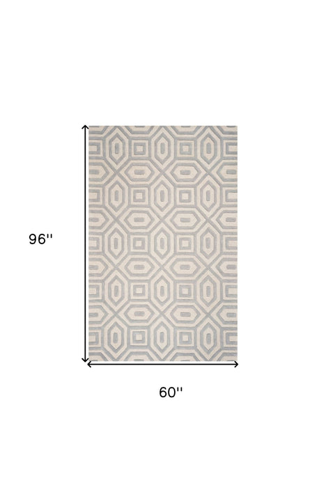5' x 8' Hand Tufted Geometric Indoor Area Rug - Gray