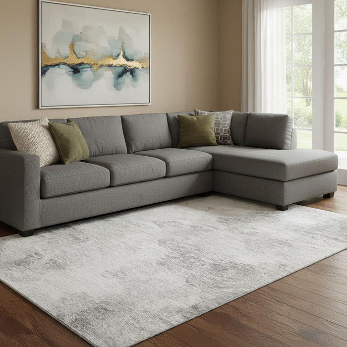 8' X 10' Abstract Washable Area Rug With UV Protection (650642) - Silver / Gray