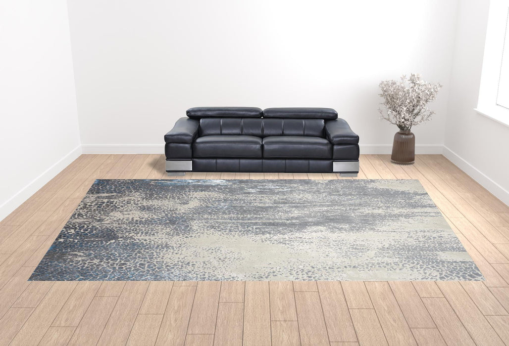 12' x 18' Abstract Area Rug - Gray Blue And Ivory