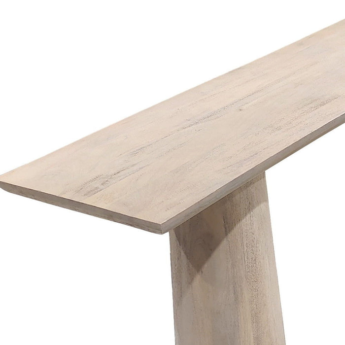 72" Solid Wood Distressed Double Pedestal Console Table - Natural