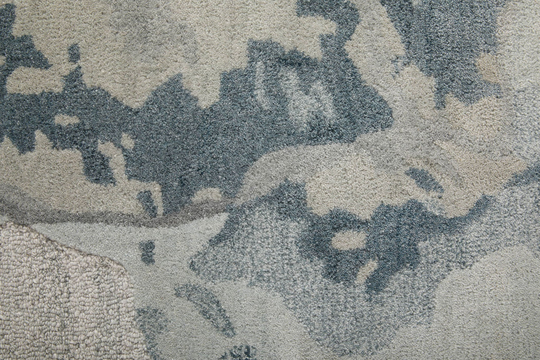 10' X 14' Abstract Hand Tufted Area Rug (722193) - Blue / Ivory