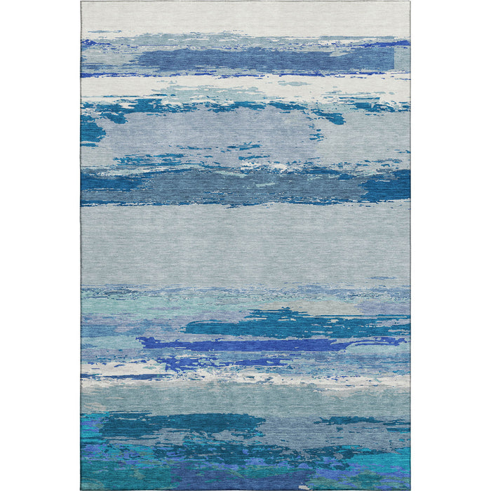 10' X 14' Abstract Washable Area Rug With UV Protection (692715) - Blue / Ivory