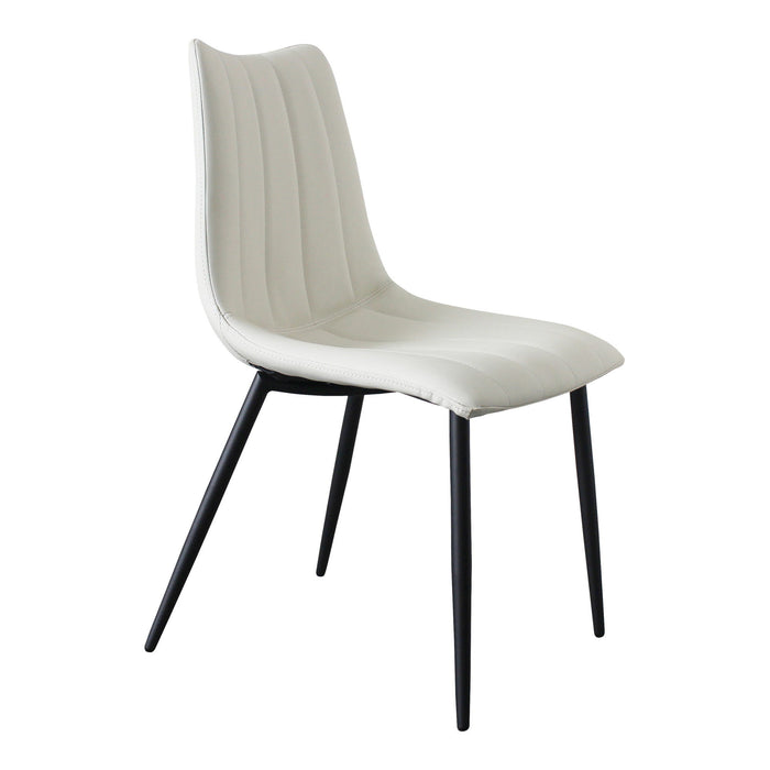 Upholstered Faux Leather Dining Side Chairs (Set of 2) - White / Black