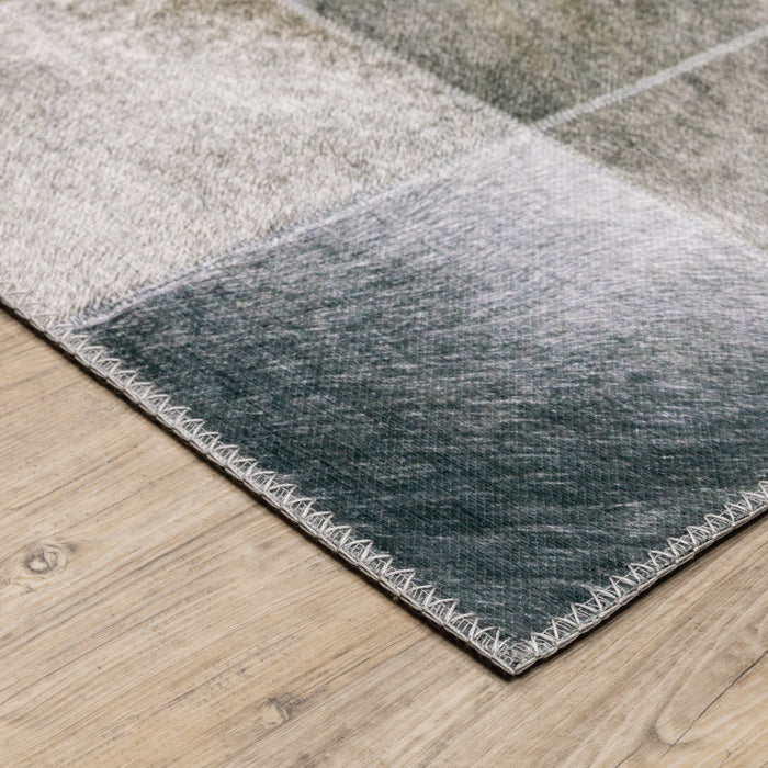 9' x 12' Geometric Power Loom Stain Resistant Area Rug - Gray Charcoal Brown And Beige