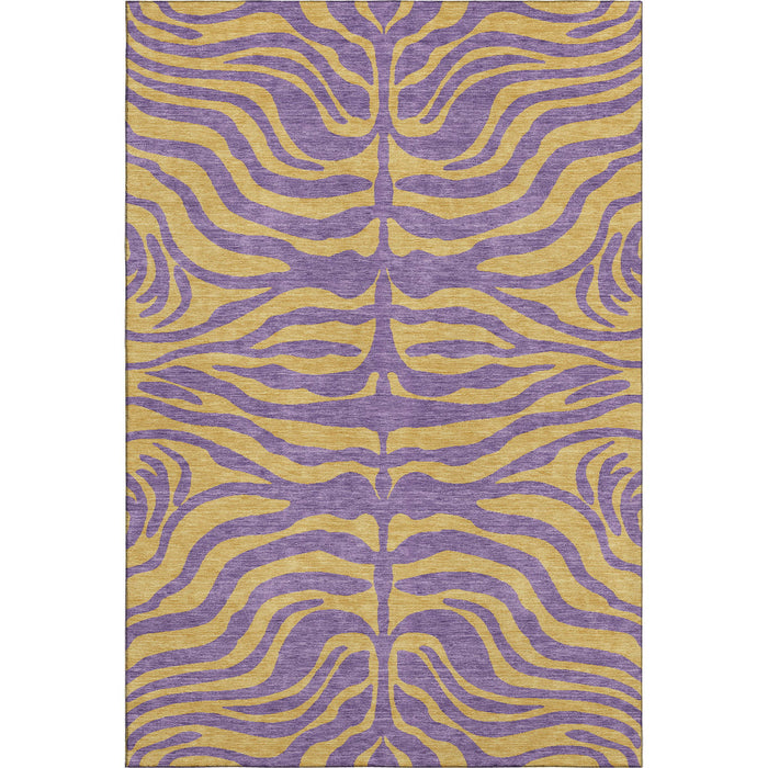 10' X 14' Animal Print Washable Area Rug With UV Protection (681857) - Purple / Peach