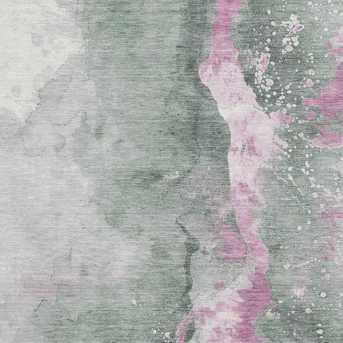 10' X 14' Abstract Washable Area Rug With UV Protection (697956) - Sage / Mauve / Ivory