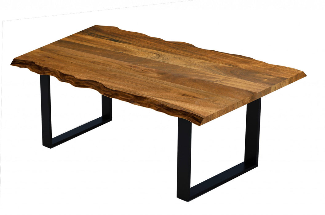 63" Solid Wood Sled Base Dining Table - Brown / Black