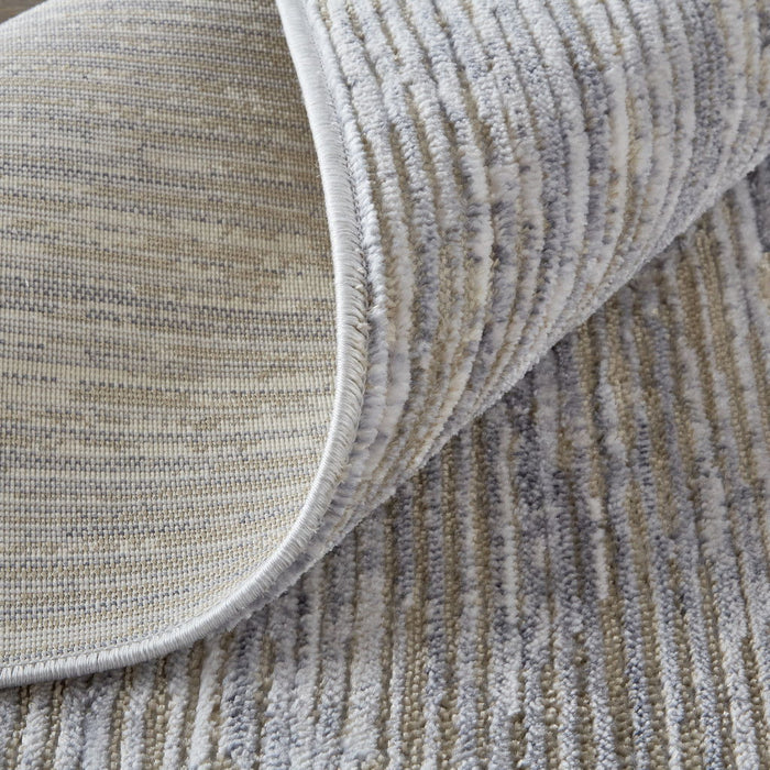 10' x 13' Abstract Power Loom Area Rug - Taupe Silver And Tan