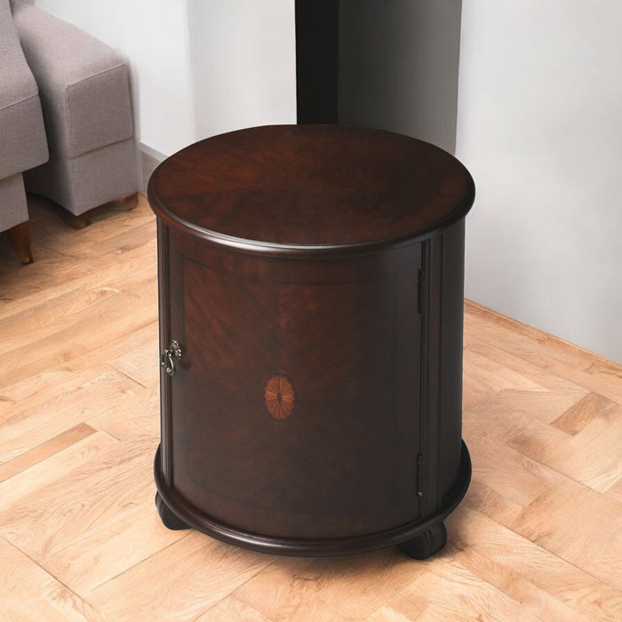 Round End Table - Dark Brown