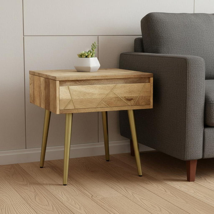 22" Metal End Table - Natural