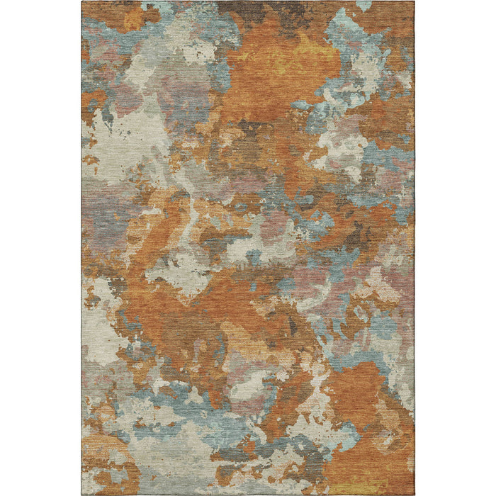 10' X 14' Abstract Washable Area Rug With UV Protection (693336) - Copper / Taupe / Orange