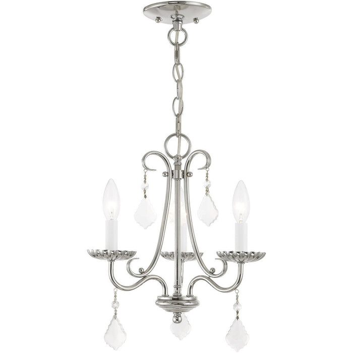 15" Three Light Dimmable Chandelier With Shades - Silver