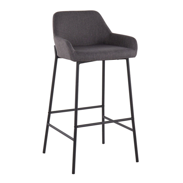 Daniella - Fixed-Height Bar Stool (Set of 2) - Black Metal And Charcoal Fabric