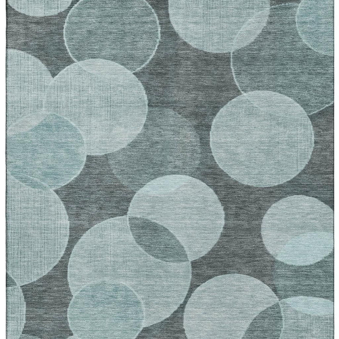 10' X 14' Geometric Washable Area Rug With UV Protection (700181) - Teal / Sky Blue