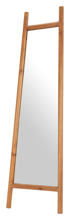 70" Solid Wood Leaning Geometric Framed Standing Mirror - Natural