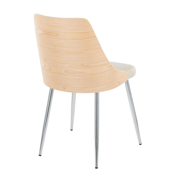 Anabelle - Dining / Accent Chair (Set of 2) - Chrome Metal, Natural Wood