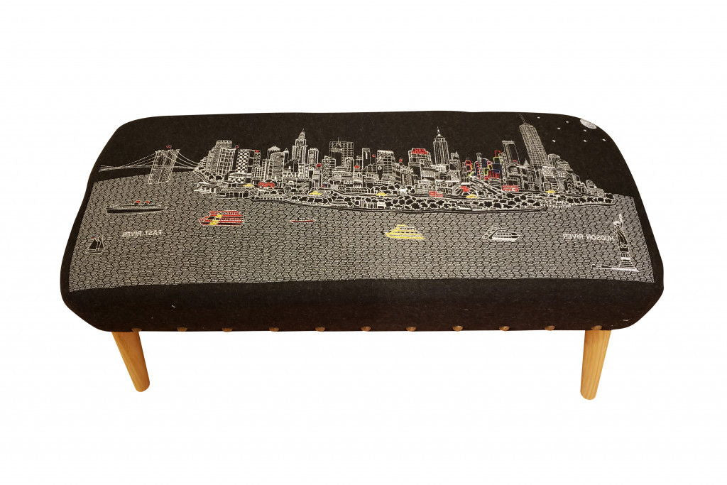 Wool Ottoman - Gray / Brown
