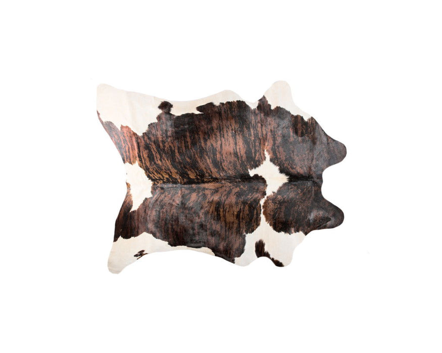 5' x 7' Hand Knotted Cowhide Area Rug - Dark Brown And White