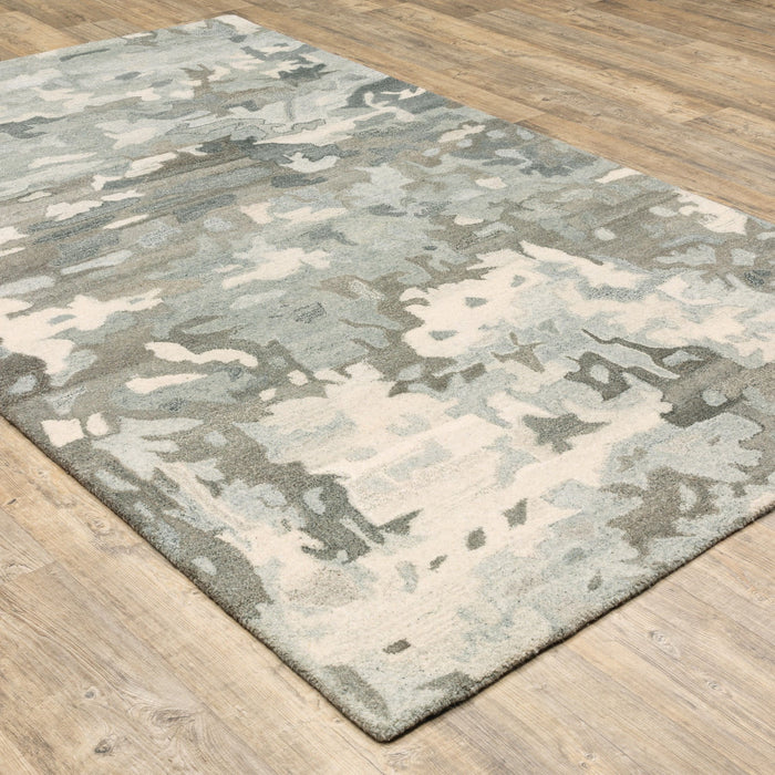 8' X 10' Wool Abstract Hand Tufted Area Rug - Gray And Charcoal