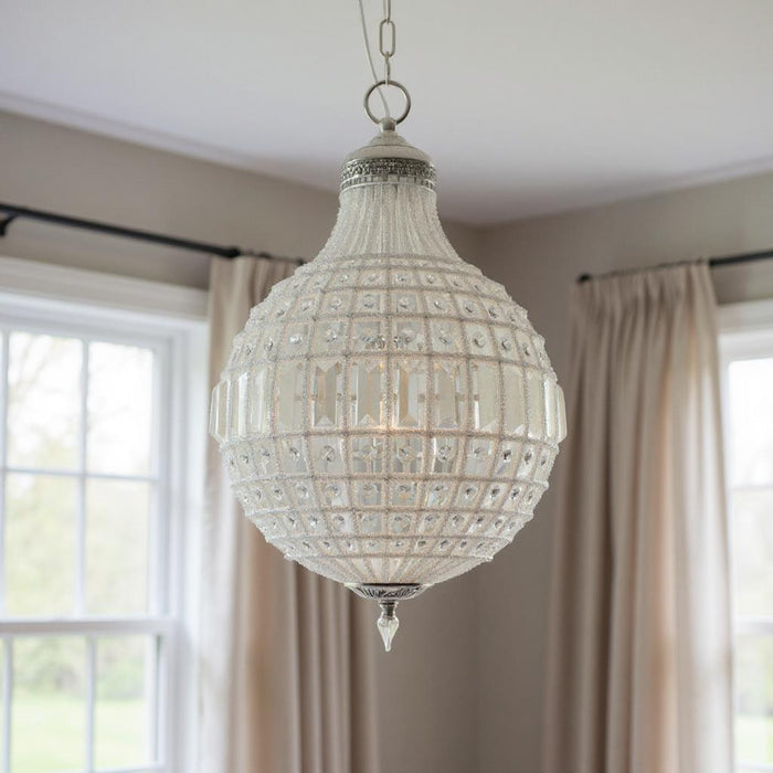 Unique Statement Metal Crystal Glass Chandelier With Shades - Silver