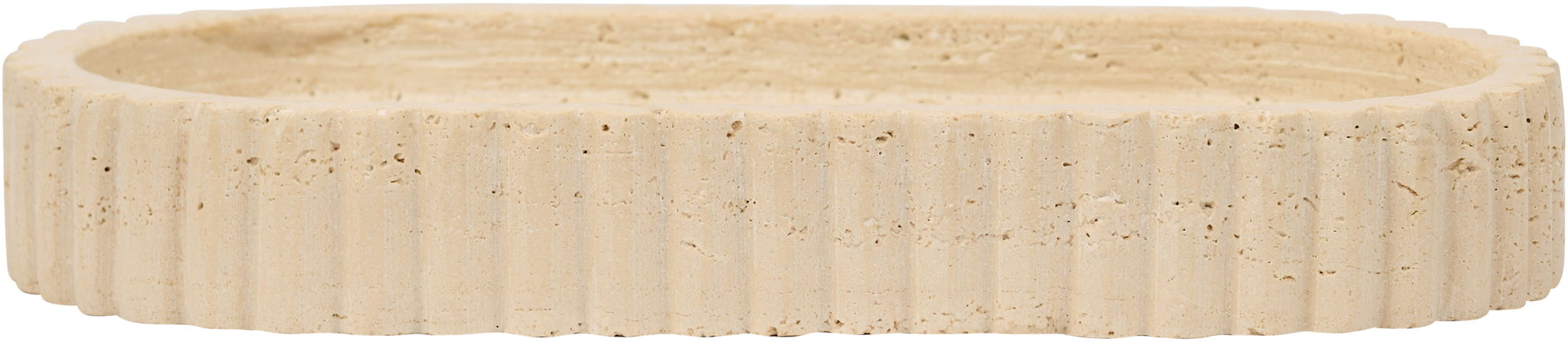 Khloe Meridian Furniture travertine tray with sleek rectangular design, featuring natural stone surface and modern decorative style.
