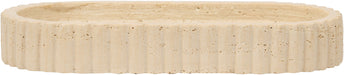Khloe Meridian Furniture travertine tray with sleek rectangular design, featuring natural stone surface and modern decorative style.