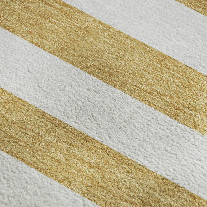 8' X 10' Striped Washable Area Rug With UV Protection (647582) - Gold / Ivory