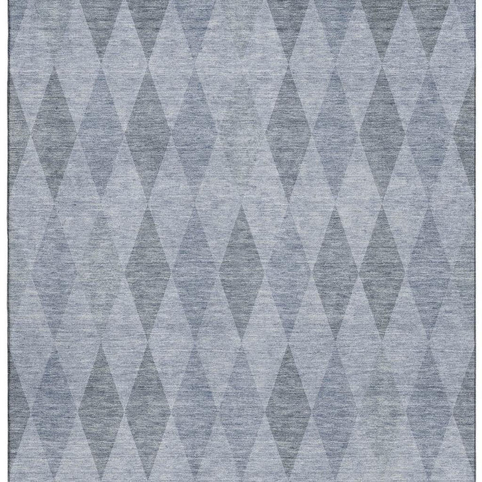 10' X 14' Geometric Washable Area Rug With UV Protection (649360) - Denim Blue / Ivory