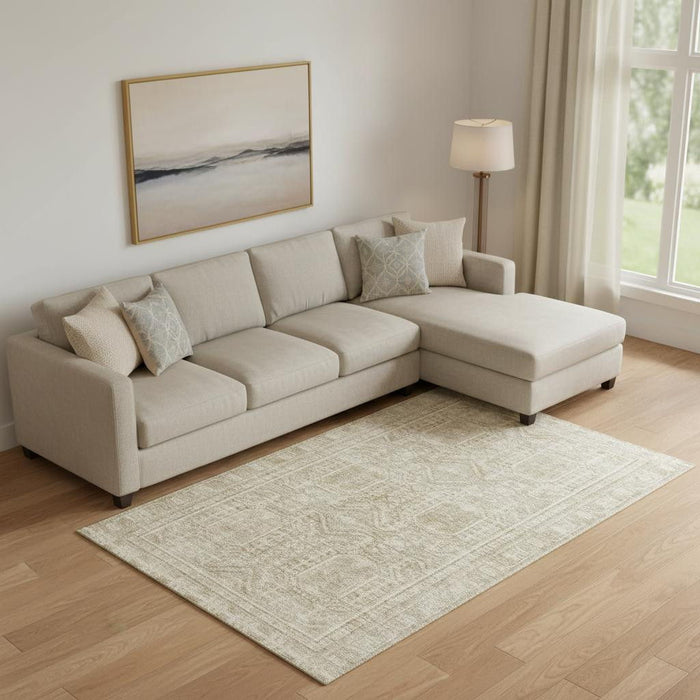 10' X 14' Geometric Washable Area Rug With UV Protection (708103) - Beige / Taupe