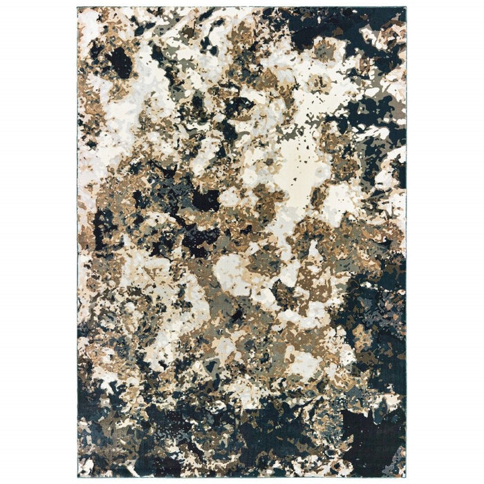 6' x 9' Abstract Marble Indoor Area Rug - Ivory Navy