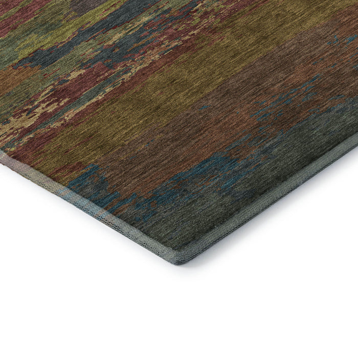 10' X 14' Abstract Washable Area Rug With UV Protection (692739) - Terra Cotta / Teal / Green