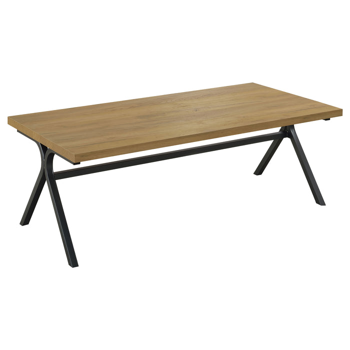 Colmar 3-piece engineered wood coffee table set by CoasterEssence in golden oak finish