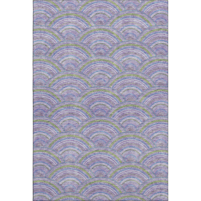10' X 14' Geometric Washable Area Rug With UV Protection (677693) - Lavender / Olive Green / Ivory