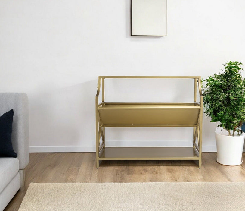 Two Tier Bookcase - Gold