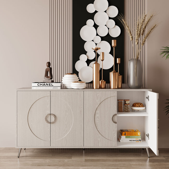 Modern Giga lacquered wooden sideboard with four doors, ideal for living room, entryway, or dining room storage.