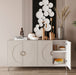 Modern Giga lacquered wooden sideboard with four doors, ideal for living room, entryway, or dining room storage.