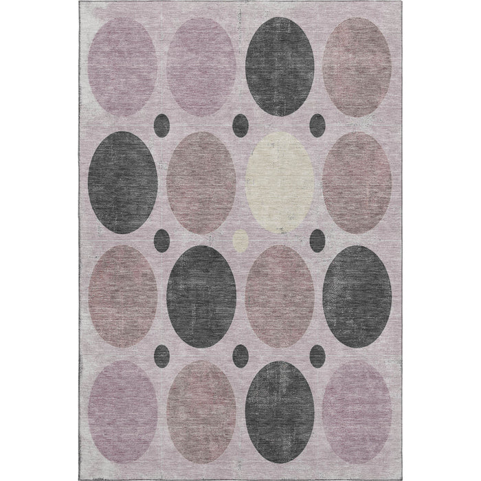 10' X 14' Geometric Washable Area Rug With UV Protection (709150) - Blush / Charcoal / Ivory