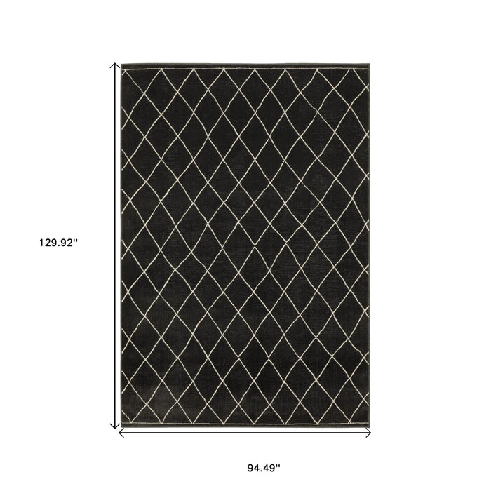 8' X 11' Trellis Area Rug - Charcoal And Ivory
