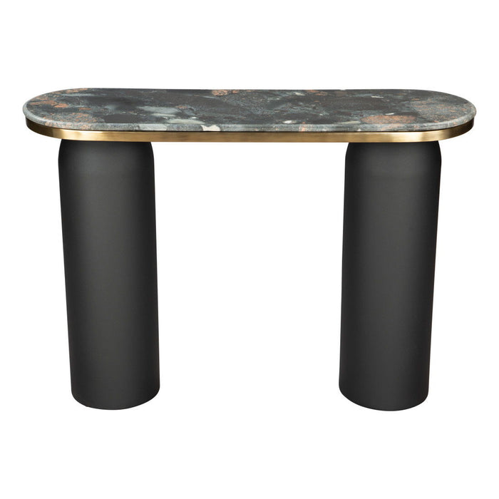Genuine Marble Double Pedestal Console Table - Black / Gold