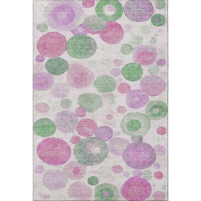 10' X 14' Geometric Washable Area Rug With UV Protection (707329) - Pink / Green / Ivory