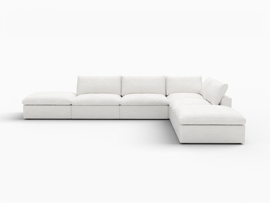 2 Piece Living Room Set Blend Modular Sofa With Ottoman Storage - White