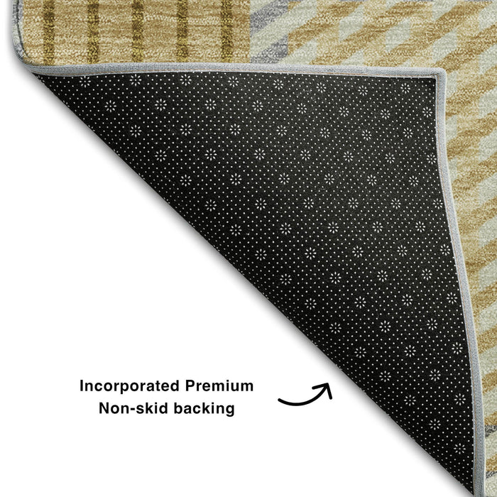 10' X 14' Plaid Washable Area Rug With UV Protection (678718) - Gold / Beige / Brown