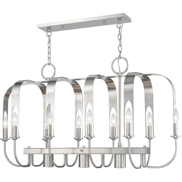 Multi Light Metal Dimmable Chandelier With Shades - Nickel