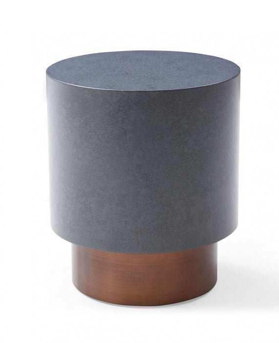 Galvanized Metal Round End Table - Antiqued Copper And Gray