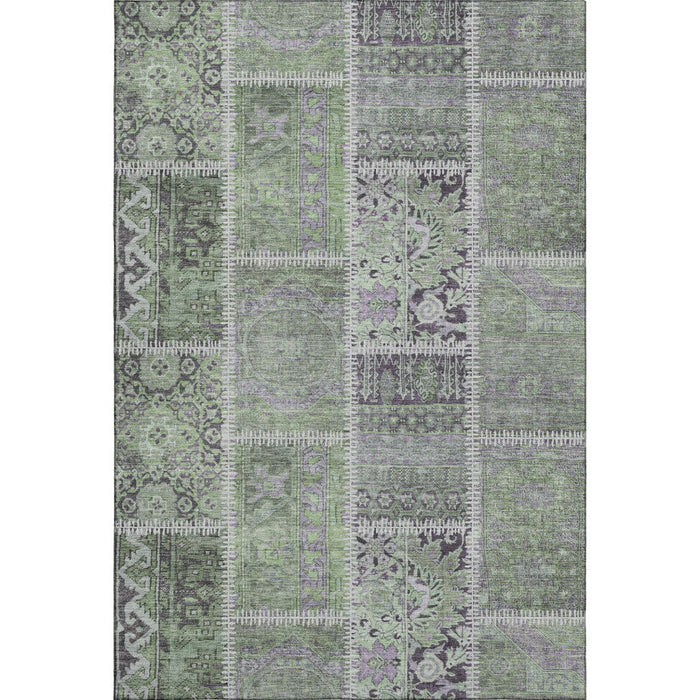 10' X 14' Patchwork Washable Area Rug With UV Protection (653248) - Green / Purple